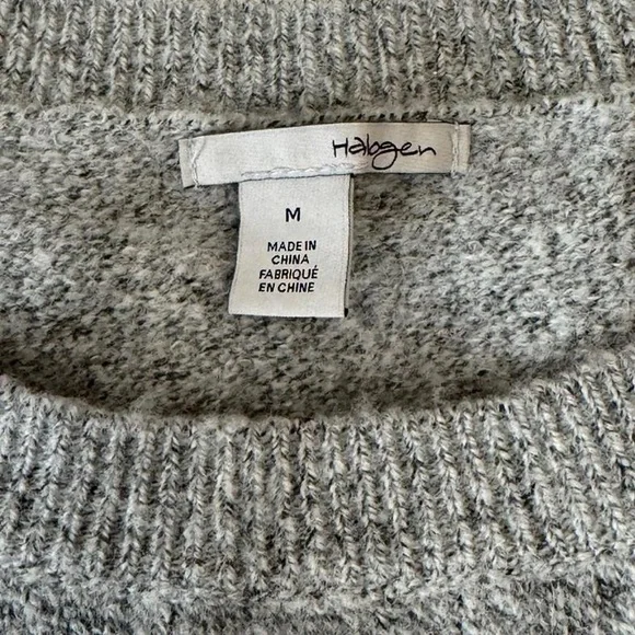 Nordstrom Halogen Lace Detailed Crewneck Sweater Size Medium Gray White - Picture 7 of 8